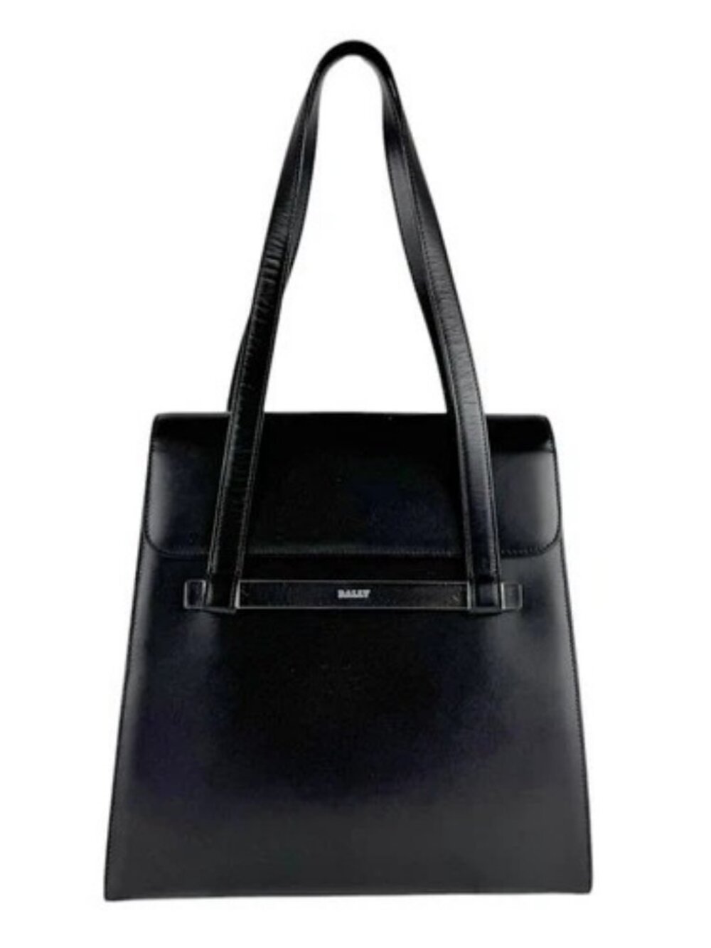 Auth BALLY Handbag Black Leather - z9400
